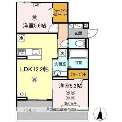 セジュールピア吉島[2LDK/55.46m2]の間取図