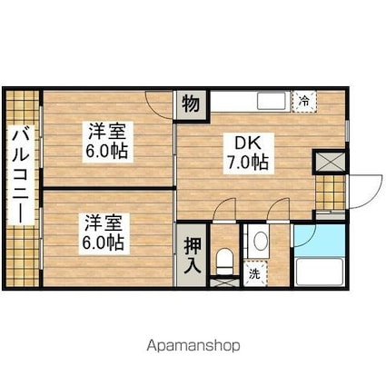 フローレンス井上[2DK/42.97m2]の間取図