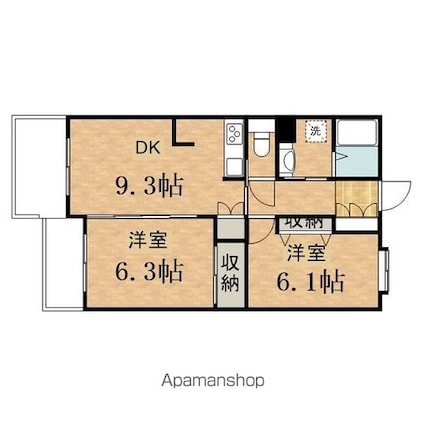 プレンディヒルズ高幡不動　ＰＬＥＮＤＹＨＩＬＬＳ[2DK/52m2]の間取図