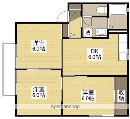 紀伊國屋　壱番館[3DK/54.7m2]の間取図
