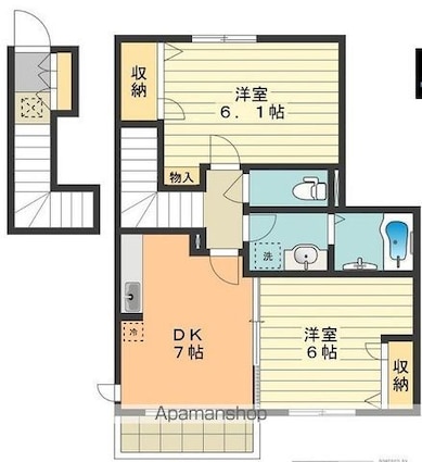 Ｊｕｖｅｎｉｌｅ　Ｓｏｌ（ジュベニール　ソール）[2DK/52.5m2]の間取図