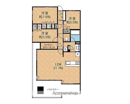 ル・サンク愛宕リバーテラス[3LDK/83.29m2]の間取図