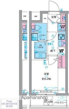 ＧＥＮＯＶＩＡ天王台[1K/20.55m2]の間取図