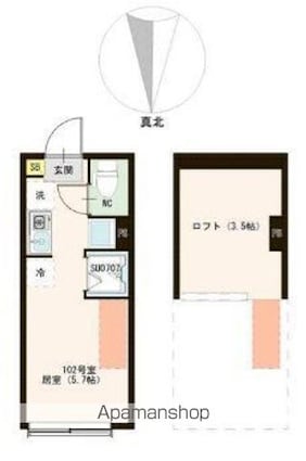 東京都中野区若宮２丁目[1R/12.1m2]の間取図