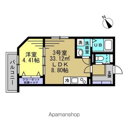 Ｐｏｌａｒｉａ　Ｍａｔｓｕｄｏ（ポラリア松戸）[1LDK/33.12m2]の間取図
