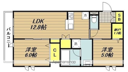 ミレ・ヴェルデ[2LDK/60.28m2]の間取図