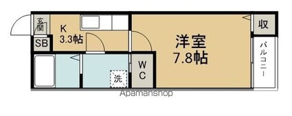 クレフラスト台原駅前[1K/24.7m2]の間取図