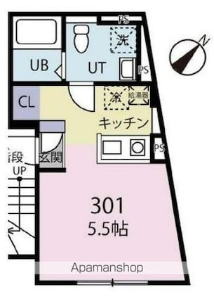 東京都中野区沼袋３丁目[1K/20.18m2]の間取図