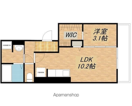 ビオット彦根　Ａ棟[1LDK/35.87m2]の間取図