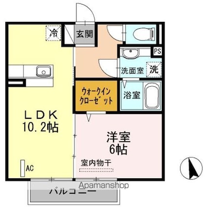 プレミールＵＩＩ[1LDK/40.84m2]の間取図