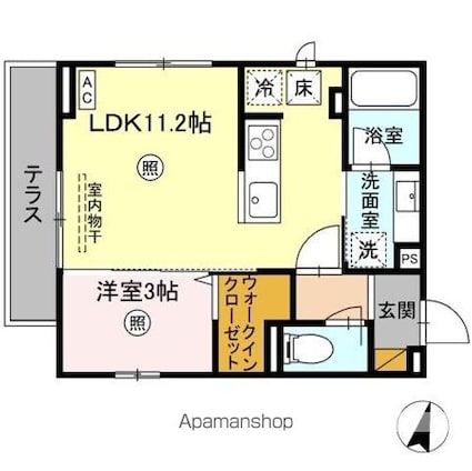 プラデーラ[1LDK/35.38m2]の間取図