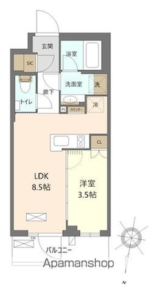 パレステージ練馬Ⅲ[1LDK/30.78m2]の間取図