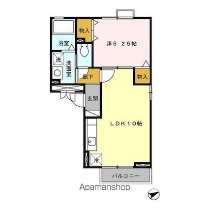 ヴォーン八代[1LDK/37.14m2]の間取図