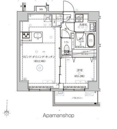ベルシードアルファ押上イースト[1LDK/41.72m2]の間取図