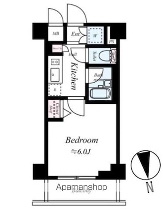 スパシエ　アルマール　浮間公園[1K/20.46m2]の間取図