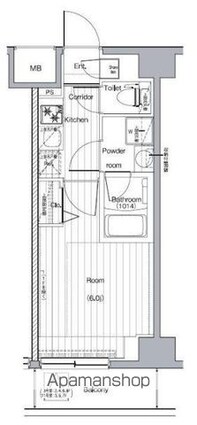 プレミアムキューブＧ西大井[1K/20.8m2]の間取図