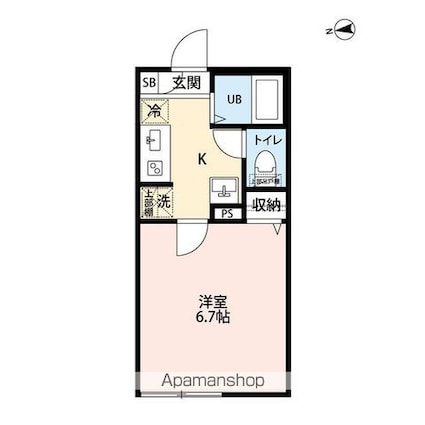 エクセラン松戸Ⅱ[1K/21.12m2]の間取図