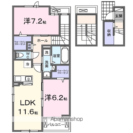ハピネスⅠ番館[2LDK/71.07m2]の間取図