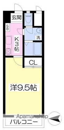 ハーモニーコート[1K/28.8m2]の間取図
