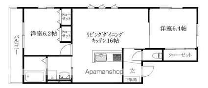 ＭＫＯ中須賀Ｅ[2LDK/63.45m2]の間取図
