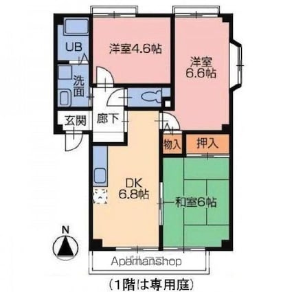 フォブール大森[3DK/51.75m2]の間取図