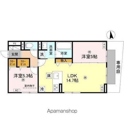 ＤーＲＯＯＭ　東矢倉[2LDK/57.78m2]の間取図