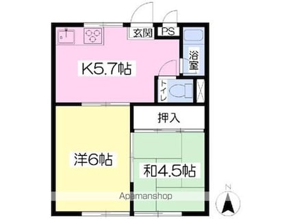 メロディセブン[2DK/30.6m2]の間取図