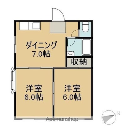 メゾン西丸[2DK/37.94m2]の間取図