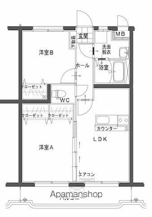 ユーミー佐土原[2LDK/50.4m2]の間取図