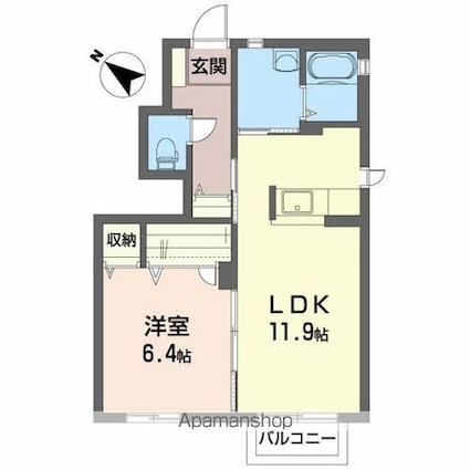 シャーメゾン・クリブレイトＢ棟[1LDK/45.8m2]の間取図
