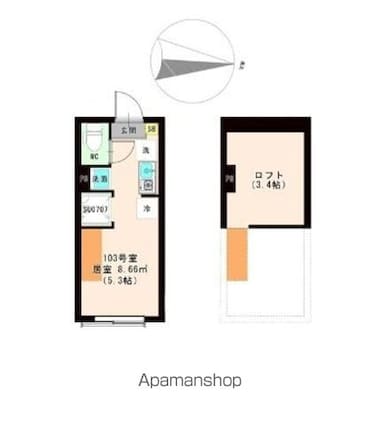 Ｔｈｅ　Ｍａｒｉｓ　Ｃｏｕｒｔ　練馬[1R/12.03m2]の間取図