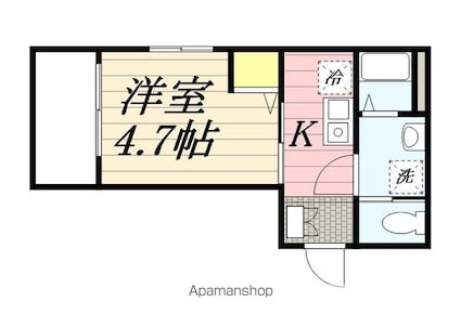 ＭＥＬＤＩＡ京成稲毛[1K/18.47m2]の間取図