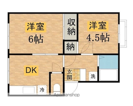 エステートピア中舟田[2DK/36.3m2]の間取図