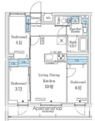 東京都中野区本町５丁目[3LDK/51.81m2]の間取図