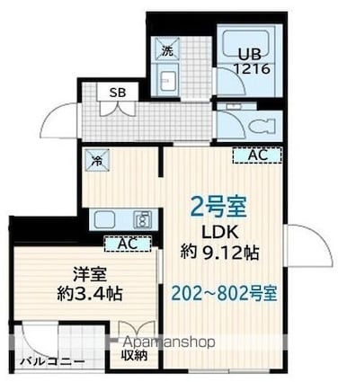 Ｓｋｕｌｄ墨田緑[1LDK/38.15m2]の間取図