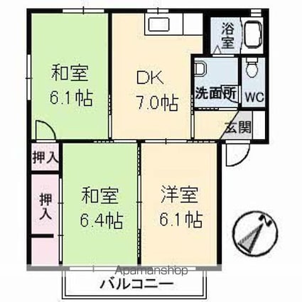 ハミングバード　Ｃ棟[3DK/54.81m2]の間取図