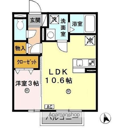 Ｆｅｌｉｃｉｔｙ（フェリシティ）[1LDK/35.3m2]の間取図