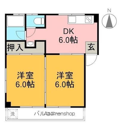 島田ハイツ[2DK/39m2]の間取図