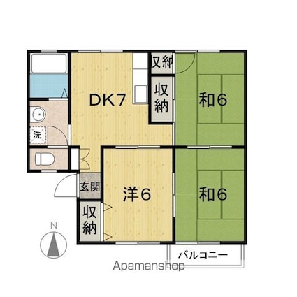 アートインⅠＢ棟[3DK/55.22m2]の間取図