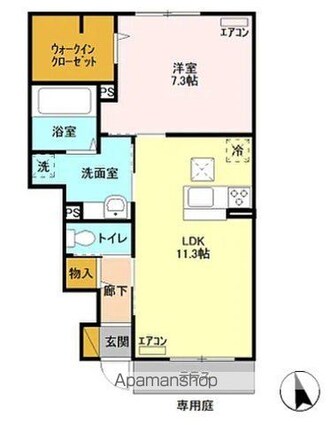 フルール[1LDK/48.78m2]の間取図