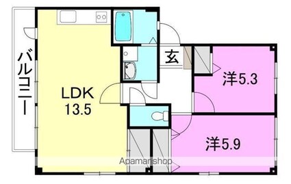 フォブール高岡[2LDK/55.9m2]の間取図