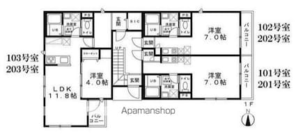 エルフォⅠ[1LDK/41.32m2]の間取図
