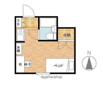 東京都武蔵野市境南町２丁目[1R/16.38m2]の間取図