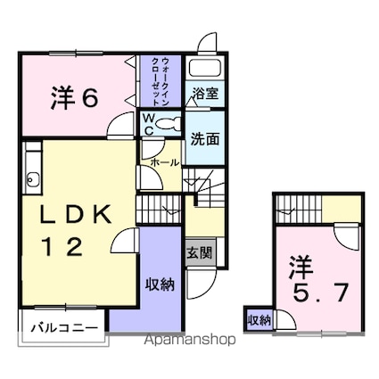 フォンテーヌⅣ[2LDK/64.32m2]の間取図