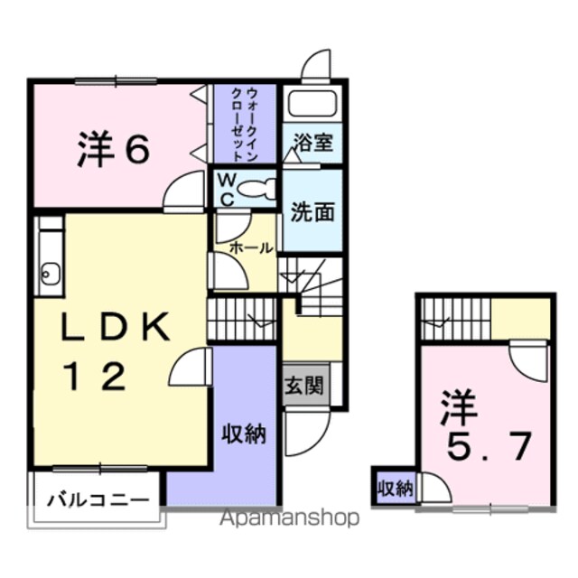 フォンテーヌⅣ[2LDK/64.32m2]の間取図