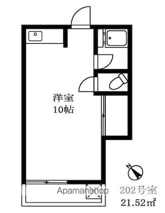ドエル下馬[1R/21.52m2]の間取図