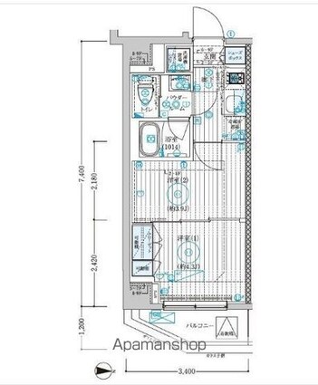 ブライズ大島[1K/25.33m2]の間取図