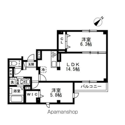 ＧＲＡＮＤ　ＭＡＩＳＯＮ　ＮＩＳＨＩＣＨＩＢＡ[2LDK/61.16m2]の間取図