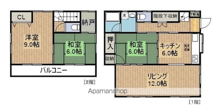 髙村貸家[3LDK/70.28m2]の間取図