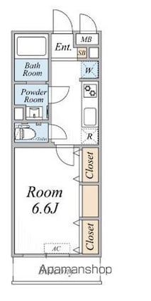 ガーデン　アステリア　西千葉[1K/26.08m2]の間取図